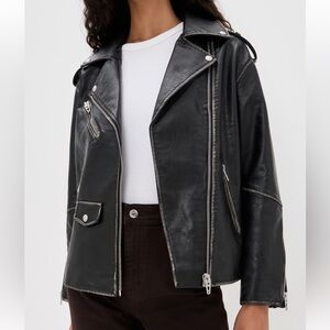 Blank NYC Black Leather Jacket with Silver Accents